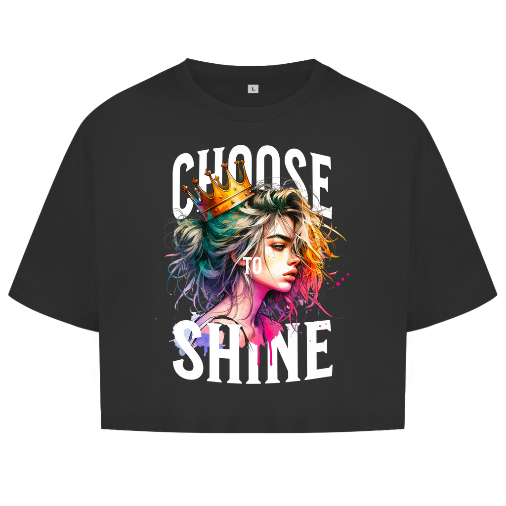 Damen Oversize Crop Top Choose to Shine