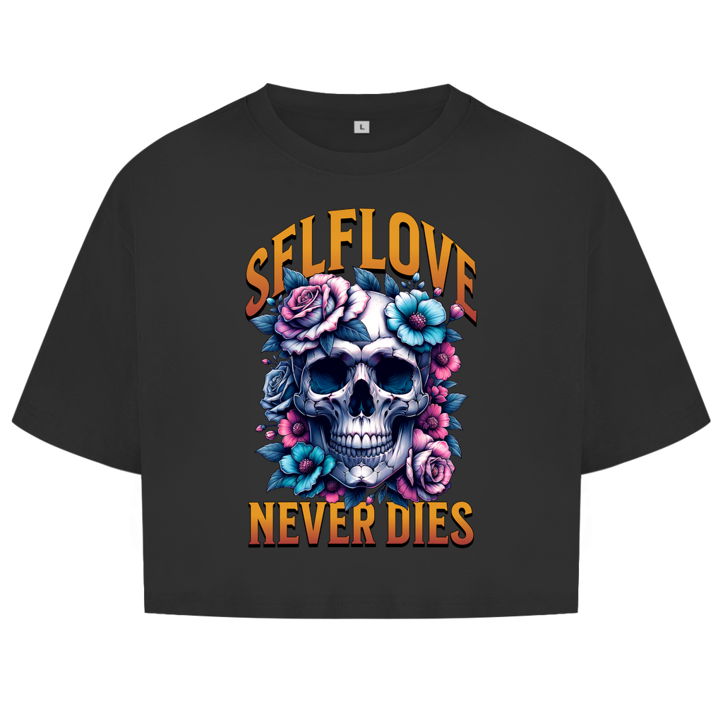 Damen Oversize Crop Top Self Love never Dies