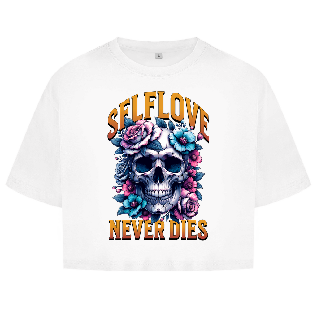 Damen Oversize Crop Top Self Love never Dies