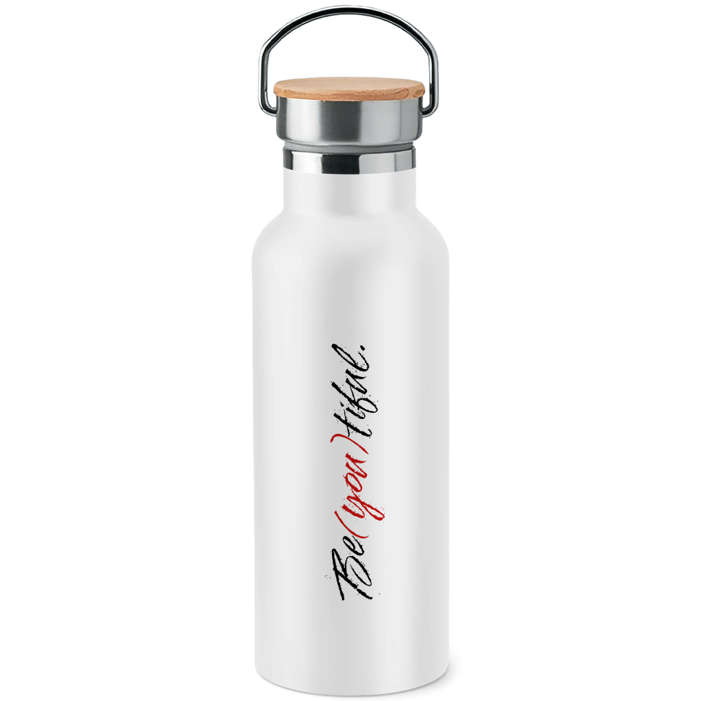 Edelstahl-Trinkflasche mit Bambusdeckel Be(you)tiful